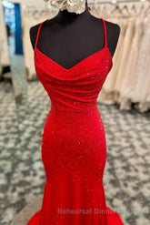 Mermaid Long Red Semi Formal Prom Dress with Rhinestones,Royal Blue Bodycon Dresses